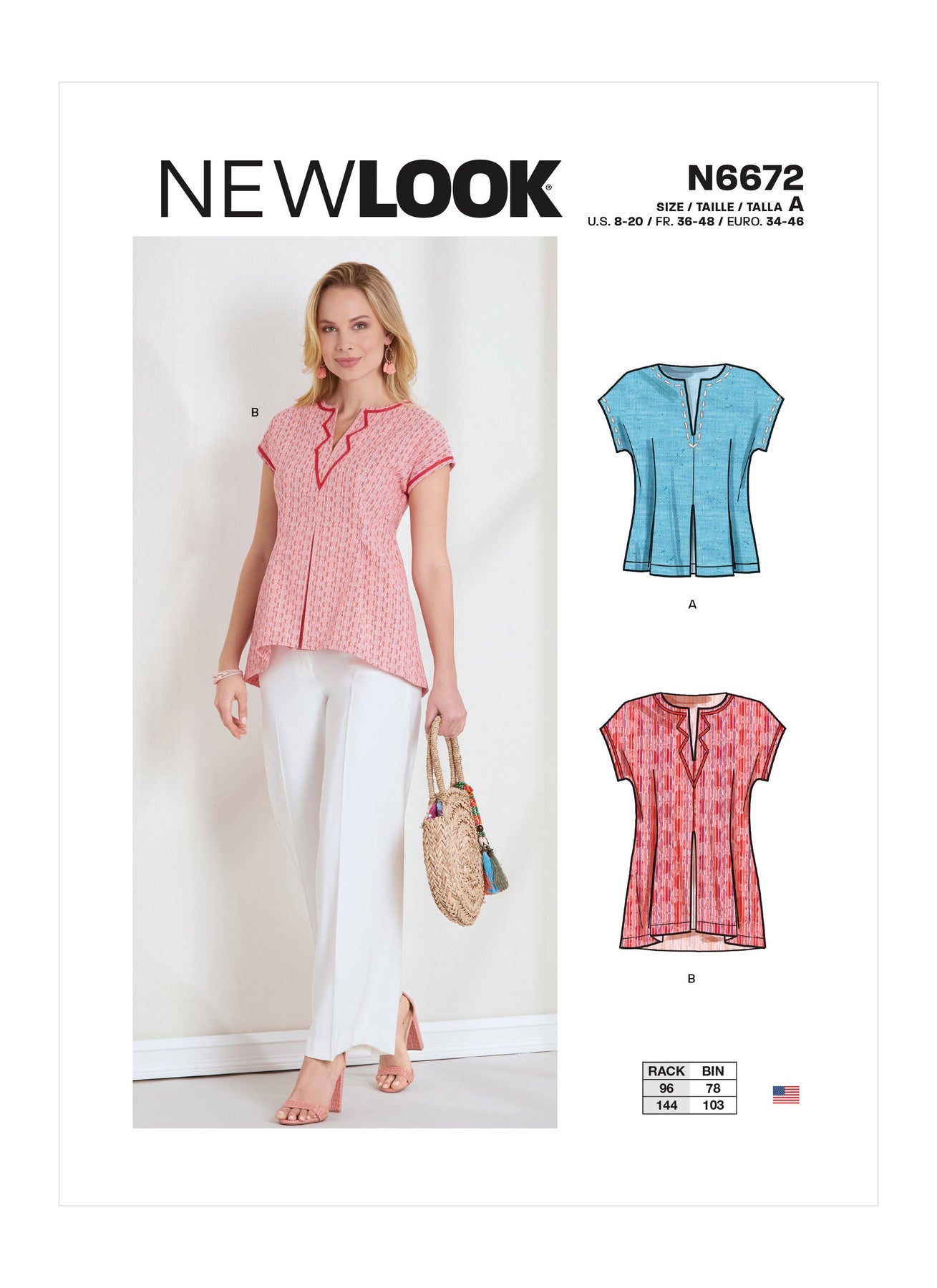 New Look Sewing Pattern N6672 6672 Misses' Pull-Over Top or Tunic with Pleat & Trim Detail - You’ve Got Me In Stitches