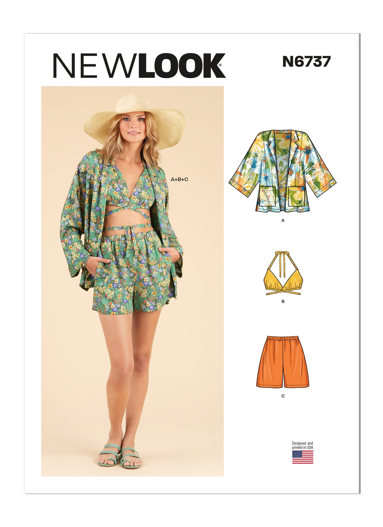 New Look Sewing Pattern N6737 Misses' Jacket, Wrap Halter Top and Shorts - You’ve Got Me In Stitches