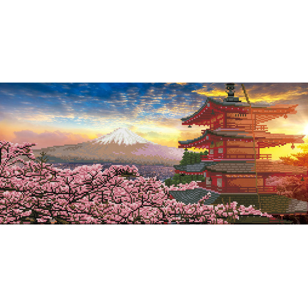 DAMAGED BOX - Simply Dotz - Mount Fuji and Chureito pagoda at sunset, Japan - 33 x 72cm