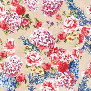 Gutermann x Birch Fabrics - Portofino Collection  - 110cm x 1m Fabric - Clay Floral