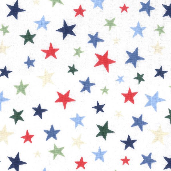 Birch Fabrics -  Christmas Gnomes Collection - 110cm x 1m Fabric - Stars on White Design