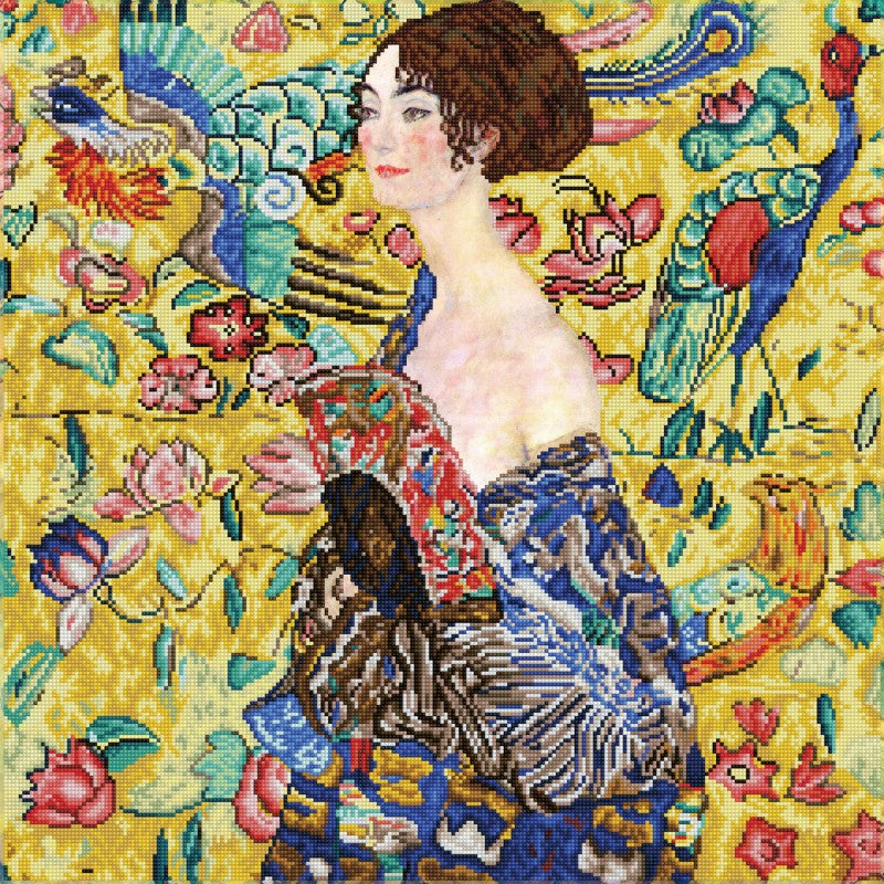 DAMAGED BOX - Diamond Dotz - Lady with Fan (Apres Klimt) - 67 x 67cm