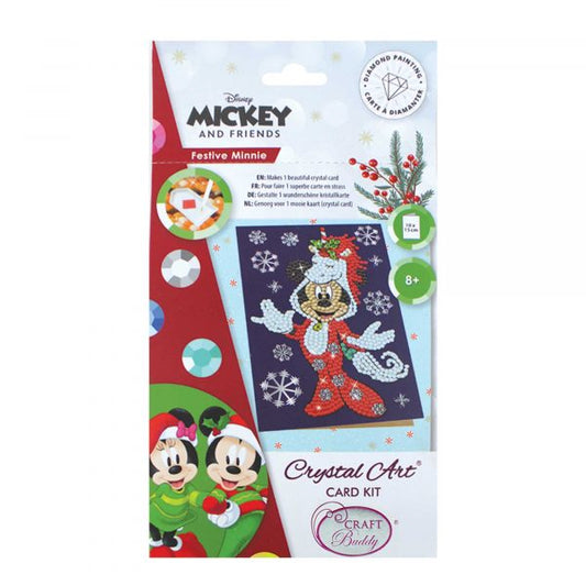 Craft Buddy - Crystal Art Card Kit - Disney - 10cm x 15cm - Festive Minnie