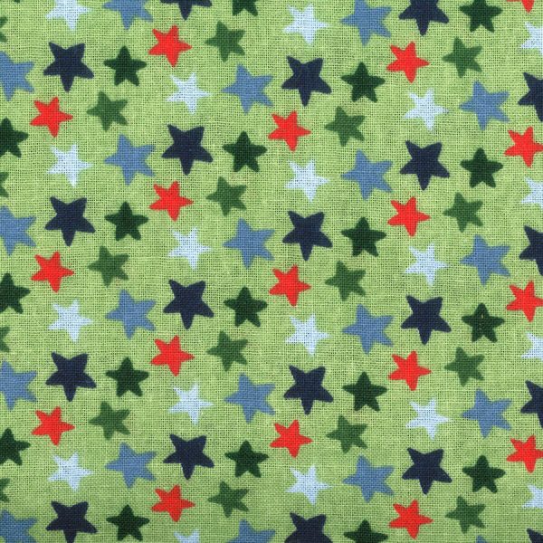 Birch Fabrics -  Christmas Gnomes Collection - 110cm x 1m Fabric - Stars on Green Design