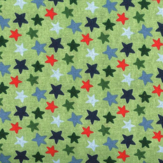 Birch Fabrics -  Christmas Gnomes Collection - 110cm x 1m Fabric - Stars on Green Design