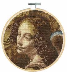 DMC The National Gallery - Cross Stitch Kit - Angel from the Virgin of the Rocks - Leonardo Da Vinci - 18cm