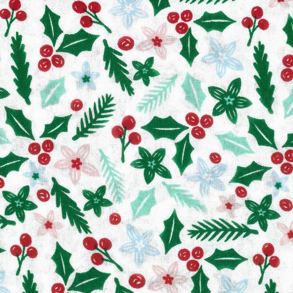 Birch Fabrics -  Christmas Ho! Ho! Ho! Collection - 110cm x 1m Fabric - Holly Leaves Design