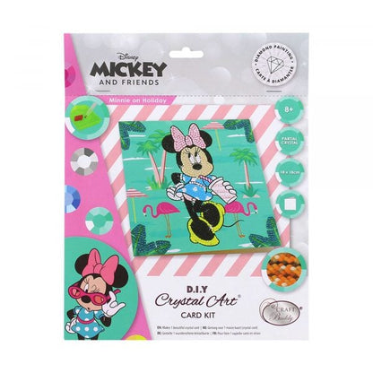 Craft Buddy - Crystal Art Card Kit - Disney - 18cm x 18cm - Minnie on Holiday