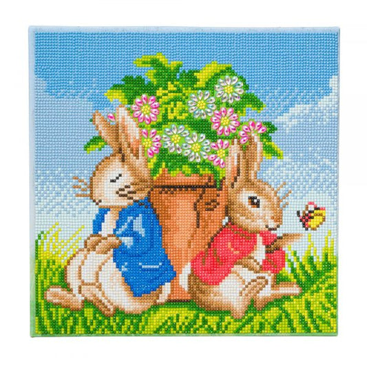 Craft Buddy - Crystal Art Canvas Kit - Peter Rabbit - 30cm x 30cm - Flower Pot