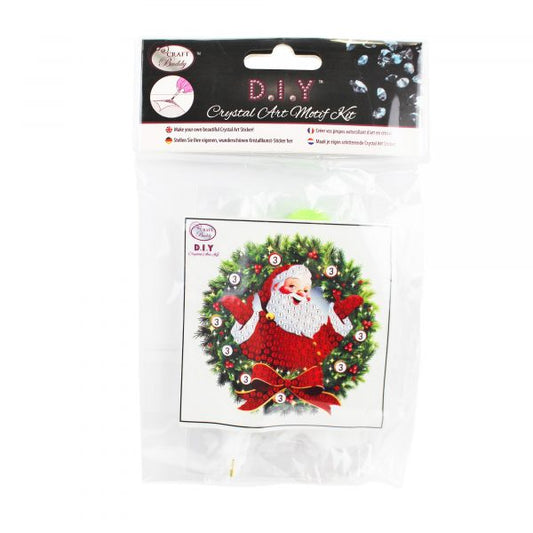 Craft Buddy - Crystal Art Motif - 9 x 9cm - Santa Wreath