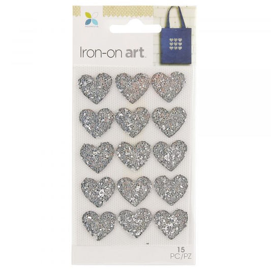 Momenta - Iron-On art - Silver Glitter Hearts