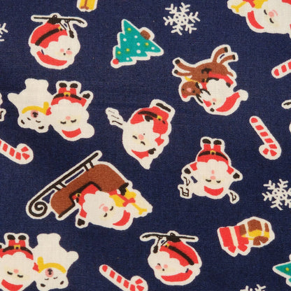 Christmas Cotton Poplin Fabric - Santa Sleighs - Navy Blue Background - You’ve Got Me In Stitches