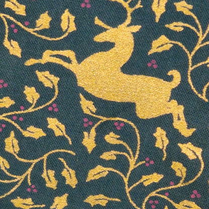 Christmas Reindeer and Holly - Cotton Poplin Fabric - 112cm wide - Dark Green - You’ve Got Me In Stitches