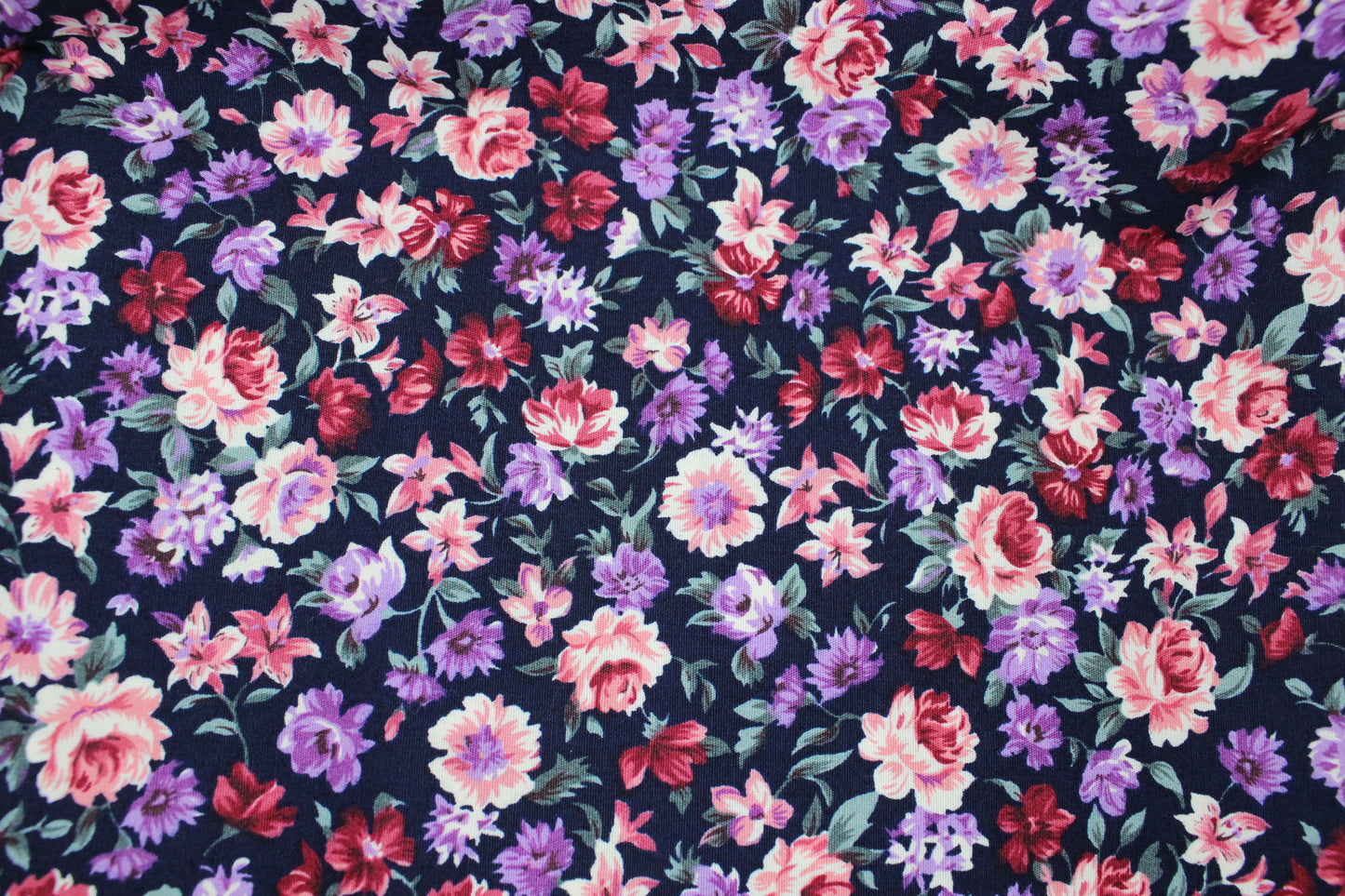 Navy Background Floral Cotton Poplin Print Fabric - You’ve Got Me In Stitches