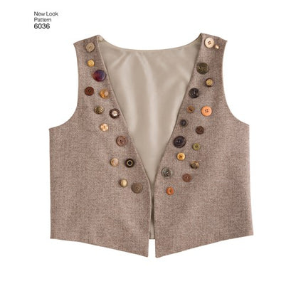 New Look Sewing Pattern 6036 N6036 Misses' & Men's Vests - You’ve Got Me In Stitches