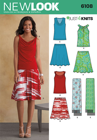 New Look Sewing Pattern 6108 N6108 Misses' Top, Skirt and Scarf - You’ve Got Me In Stitches