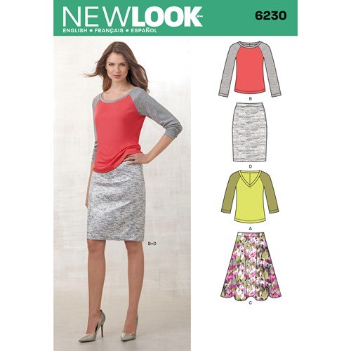 New Look Sewing Pattern 6230 N6230 Misses' Knit Top and Full or Pencil Skirt - You’ve Got Me In Stitches