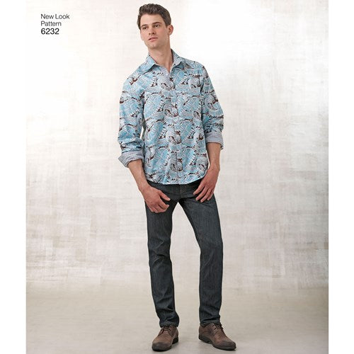 New Look Sewing Pattern 6232 N6232 Misses' and Men's Button Down Shirt - You’ve Got Me In Stitches