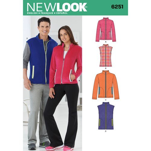 New Look Sewing Pattern 6251 N6251 Misses' and Men's Jacket or Vest - You’ve Got Me In Stitches