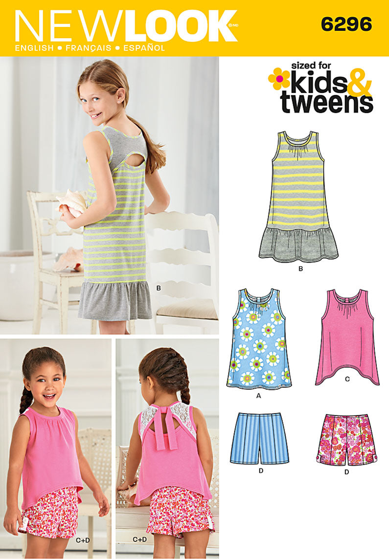 New Look Sewing Pattern 6296 Child & girl shorts with knit top or dress. - You’ve Got Me In Stitches