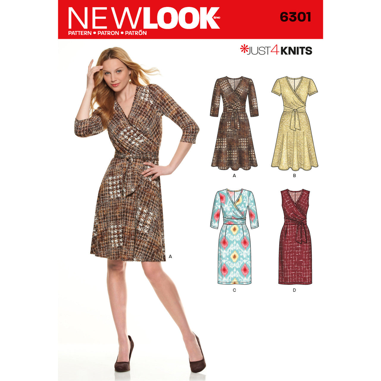 New Look Sewing Pattern 6301 N6301 Misses' Mock Wrap Knit Dress - You’ve Got Me In Stitches