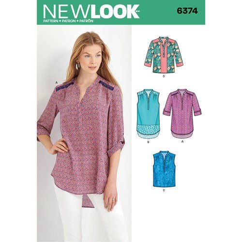 New Look Sewing Pattern 6374 N6374 Misses' Shirts with Sleeve and Length Options - You’ve Got Me In Stitches