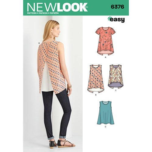 New Look Sewing Pattern 6376 N6376 Misses' Tops with Length Variations - You’ve Got Me In Stitches