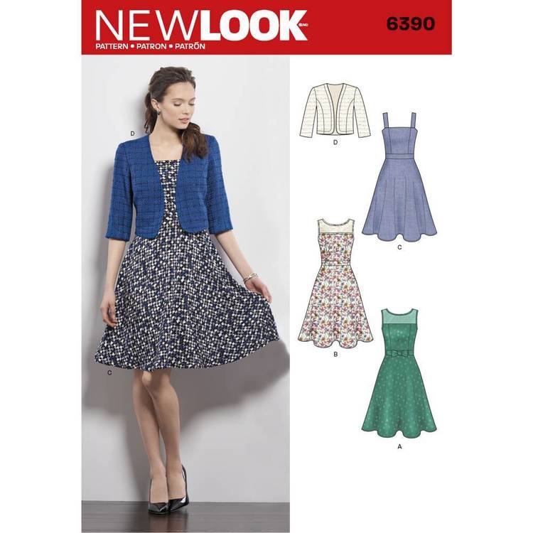 New Look Sewing Pattern 6390 N6390 Misses' Dresses With Full Skirt & Bolero - You’ve Got Me In Stitches