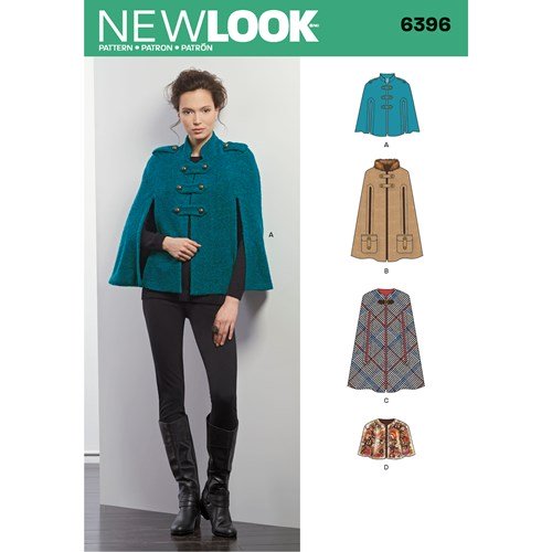 New Look Sewing Pattern 6396 N6396 Misses' Capes and Capelets - You’ve Got Me In Stitches