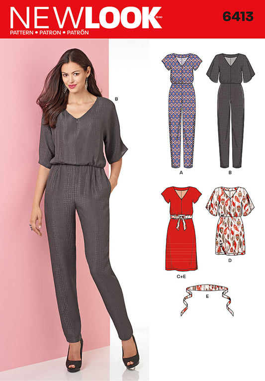 New Look Sewing Pattern 6413 Misses' Jumpsuits and Dress in Two Lengths - You’ve Got Me In Stitches