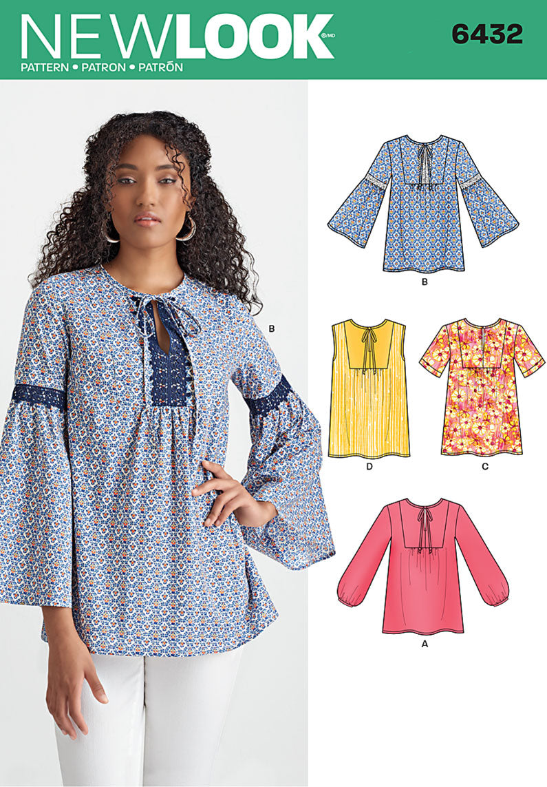 New Look Sewing Pattern 6432 N6432 Misses' Blouses with Sleeve and Trim Variations - You’ve Got Me In Stitches