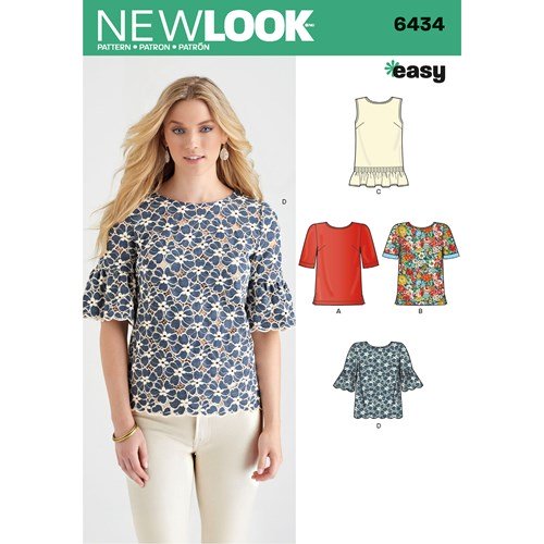 New Look Sewing Pattern 6434 N6434 Misses' Misses' Tops with Fabric Variations - You’ve Got Me In Stitches