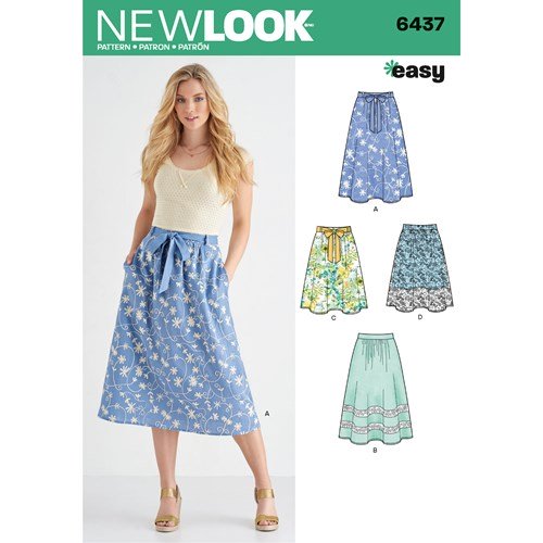 New Look Sewing Pattern 6437 N6437 Misses' Skirt in Two Lengths with Fabric Variations - You’ve Got Me In Stitches