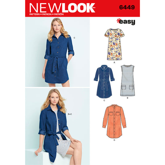 New Look Sewing Pattern 6449 Misses' Easy Shirt Dress and Knit Dress - You’ve Got Me In Stitches