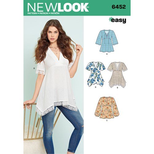 New Look Sewing Pattern 6452 N6452 Misses' Tops with Bodice and Hemline Variations - You’ve Got Me In Stitches