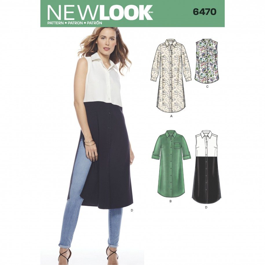 New Look Sewing Pattern 6470 N6470 Misses' Shirt Dress or Tunics with Length Variations - You’ve Got Me In Stitches