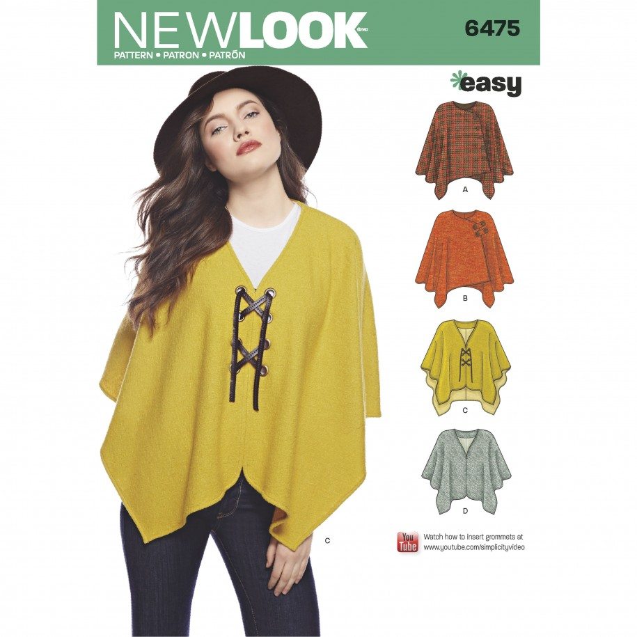 New Look Sewing Pattern 6475 N6475 Misses' Easy Poncho and Cape - You’ve Got Me In Stitches