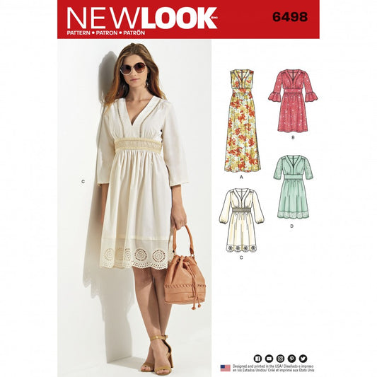 New Look Sewing Pattern 6498 Misses Dresses in Two Lengths with Bodice Variations - You’ve Got Me In Stitches