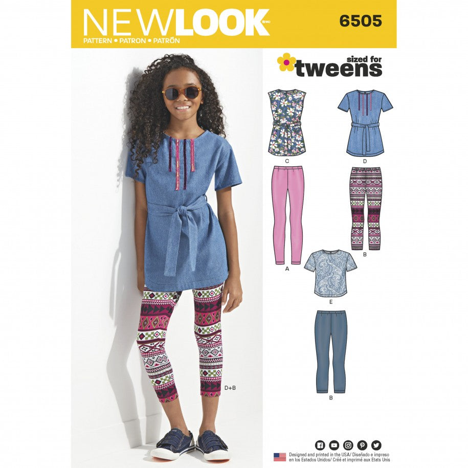 New Look Sewing Pattern 6505 N6505 Children's Girl & Girl Plus Tops and Leggings - You’ve Got Me In Stitches