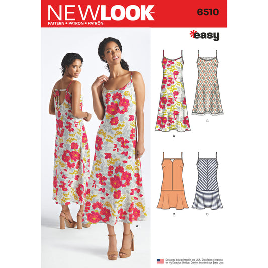 New Look Sewing Pattern 6510 Misses' Slip Dresses with Length and Back Variations - You’ve Got Me In Stitches