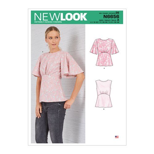 New Look Sewing Pattern N6656 6656 Misses' Top With Optional Back Opening & Flared Sleeves - You’ve Got Me In Stitches