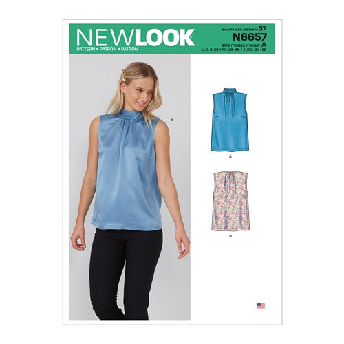 New Look Sewing Pattern N6657 6657 Misses' Shell Top With or Without Pleated Neckband & Back Bow - You’ve Got Me In Stitches