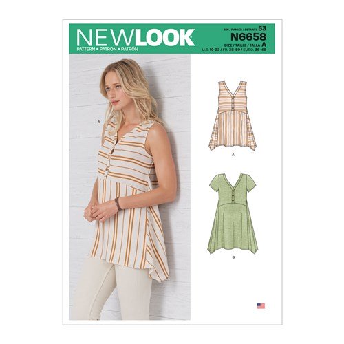 New Look Sewing Pattern N6658 6658 Misses' Handkerchief Hemmed Top - You’ve Got Me In Stitches