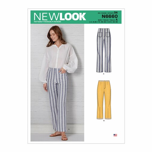 New Look Sewing Pattern N6660 6660 Misses' High Waisted Flared Pants In Two Lengths - You’ve Got Me In Stitches