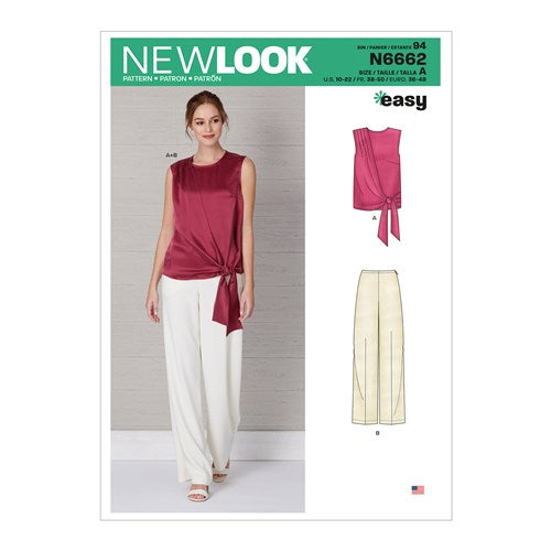 New Look Sewing Pattern N6662 6662 Misses' Drape Top & Wide Leg Pants - You’ve Got Me In Stitches
