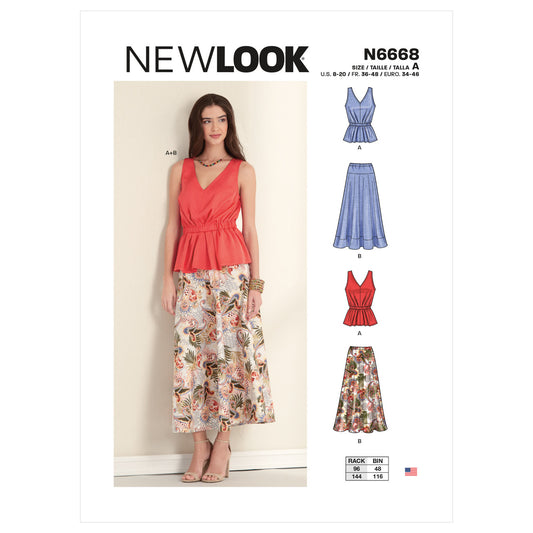 New Look Sewing Pattern N6668 Misses' Pull-Over V-Neck Sleeveless Top with Elastic Waist & Skirt - You’ve Got Me In Stitches