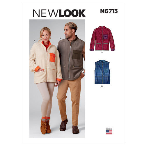 New Look Sewing Pattern N6713 Unisex Zippered Jacket and Vest - You’ve Got Me In Stitches
