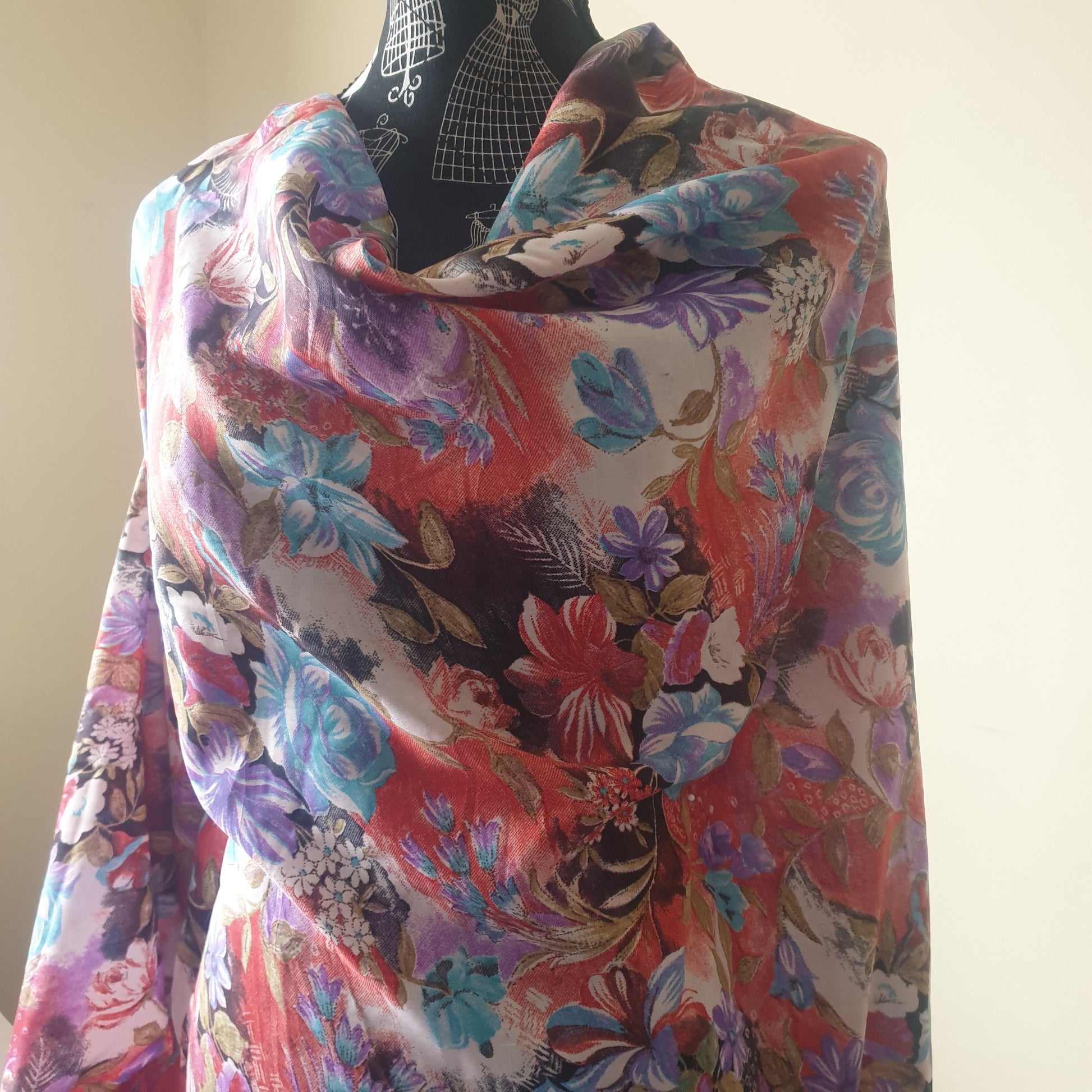 Rayon Fabric - Multi coloured floral - You’ve Got Me In Stitches