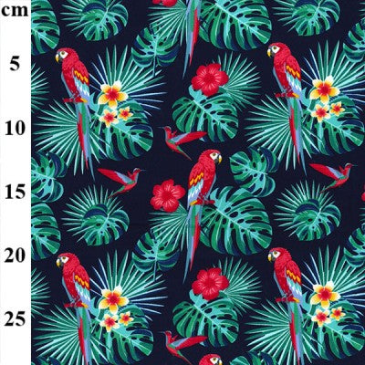 Rose & Hubble Designs Tropical Parrot 100% Cotton Poplin Fabric - You’ve Got Me In Stitches
