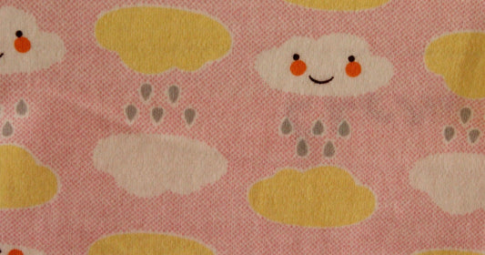 Smiling Clouds - Pink - 2 way stretch 100% Cotton Jersey - You’ve Got Me In Stitches